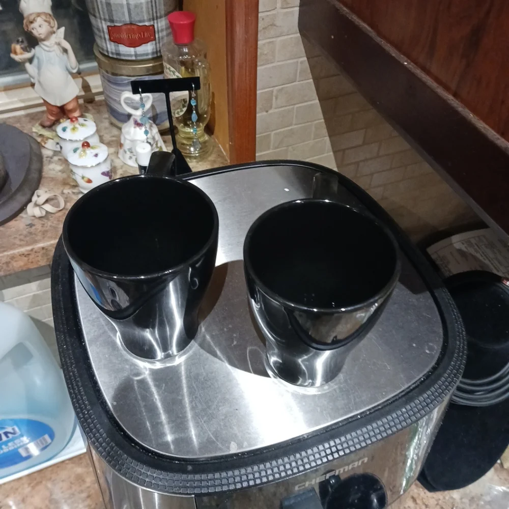 Lot -2 IKEA Fargrit Stacking Coffee Tea Mug Black 4